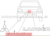 EMBLEMA TRASERO CENTRAL "EVOLUTION " MITSUBISHI LANCER EVOLUTION 7 al 9 ORIGINAL MITSUBISHI